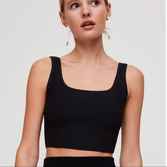 Aritzia Tops - *NWT* Aritzia Babaton Sculpt Knit Squareneck Tank Arjun Black